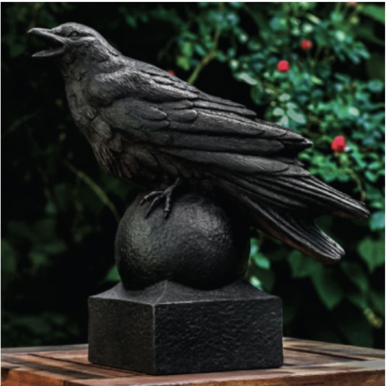 Corvus the Crow Cast Stone Garden Statue