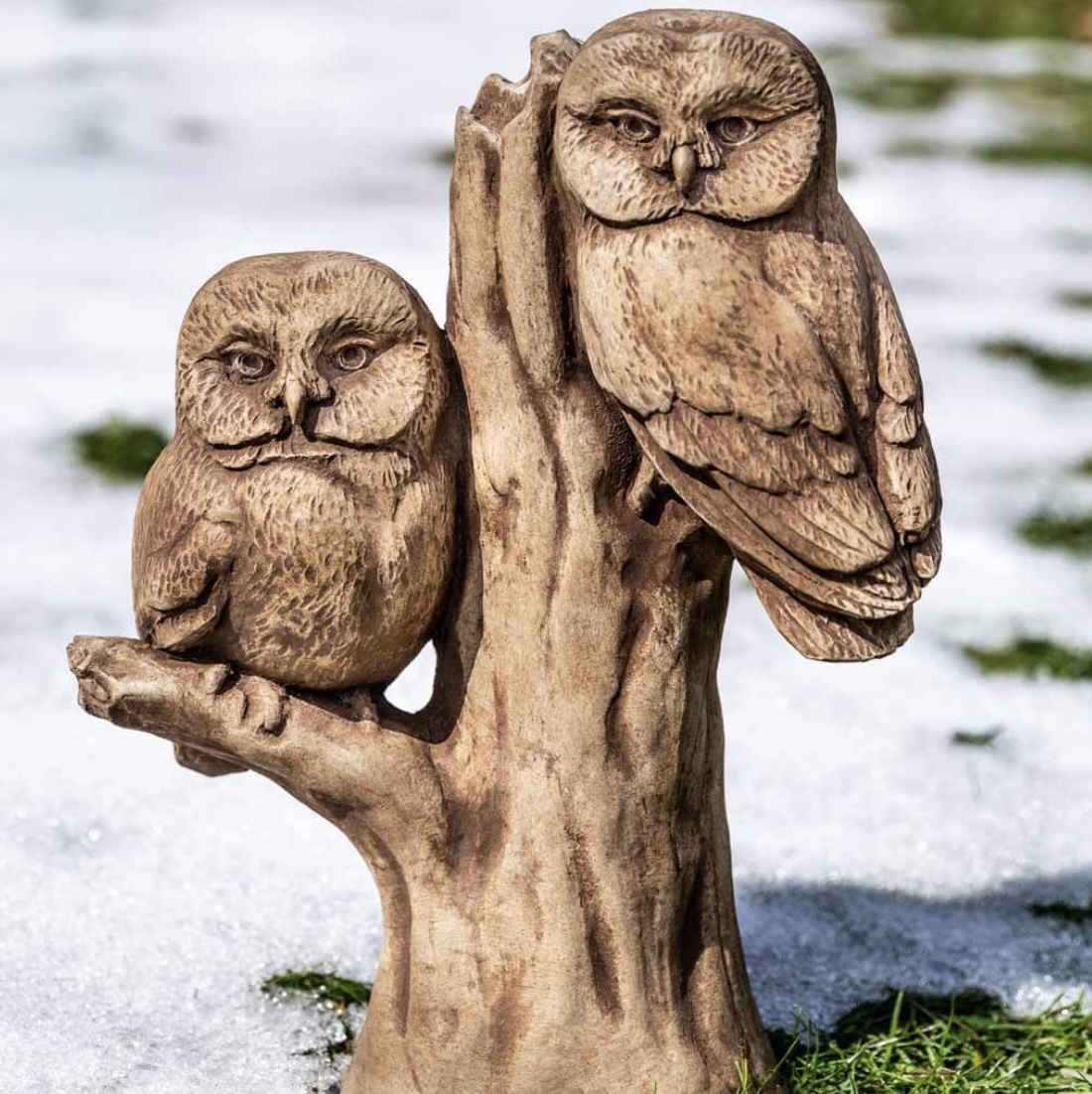 Owls on Night Watch Cast Stone Garden Statue