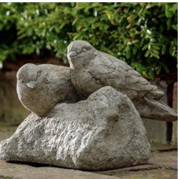 Coupling Birds Cast Stone Garden Statue