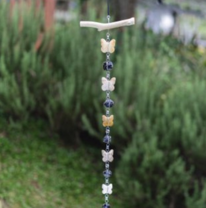 Petrified Wood Butterfly Garland 36"