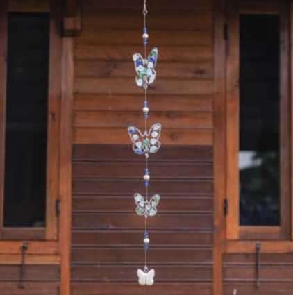 Recycled Glass Butterfly Garland 36"