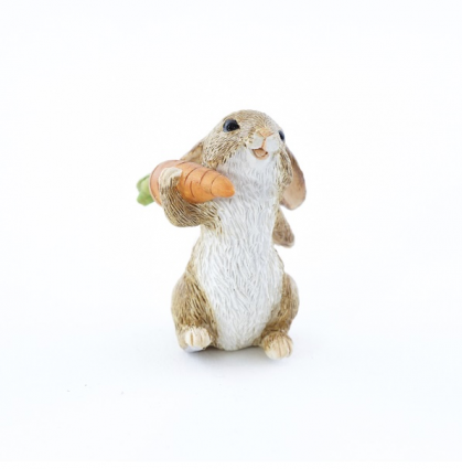 Mini Rabbit Holding Carrot Fairy Garden Accent