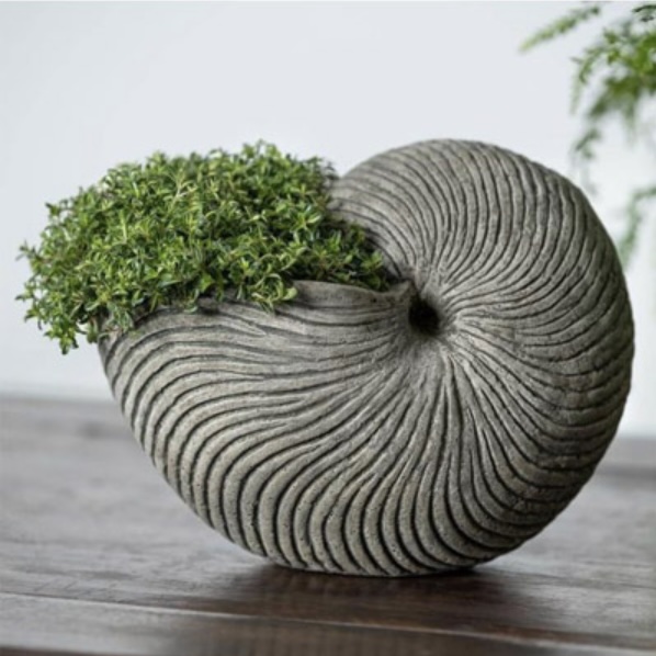 Ammonite Shell Cast Stone Planter