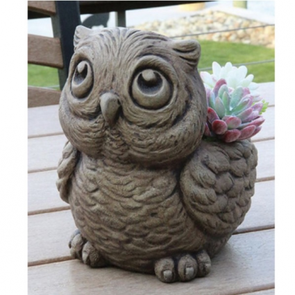 Hoot the Owl Cast Stone Planter
