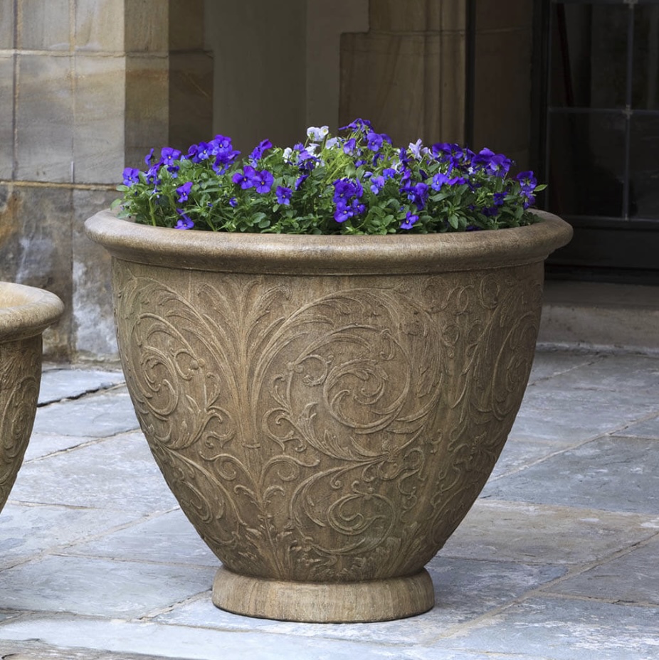 Medium Arabesque Cast Stone Planter