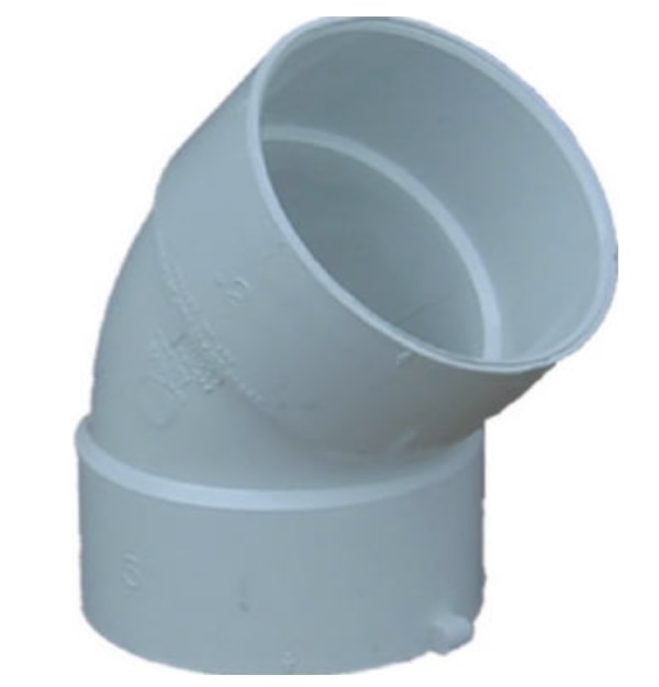 PVC Pipe Sewer Drain Elbow, 45-Degree, 6"