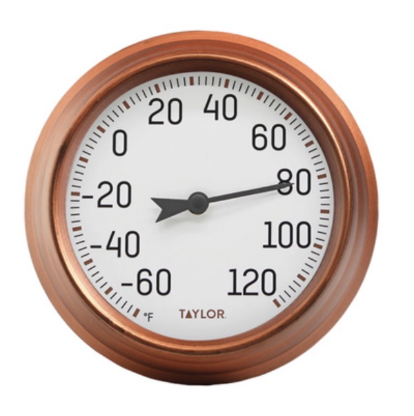 Taylor Round Copper Thermometer 9"