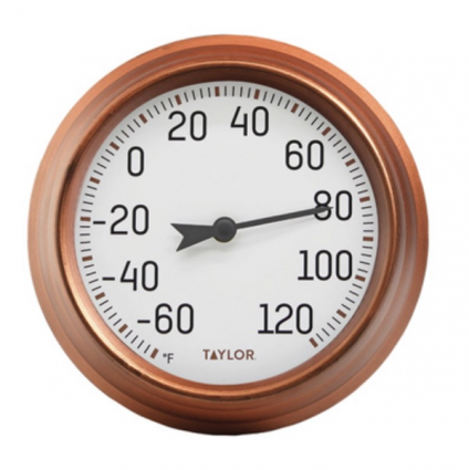 Taylor Round Copper Thermometer 9"