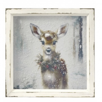 WALL DECOR, 16" FAWN W/WREATH
