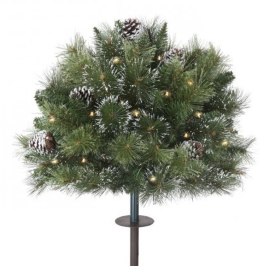 Frosted Tree Stake With LED 24" x 26"