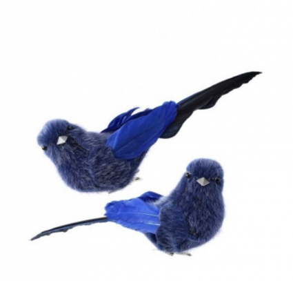 Mid Blue Bird Clip Ornament 5"