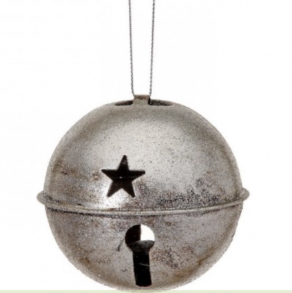 Antique Silver Bell Ornament 3.5"