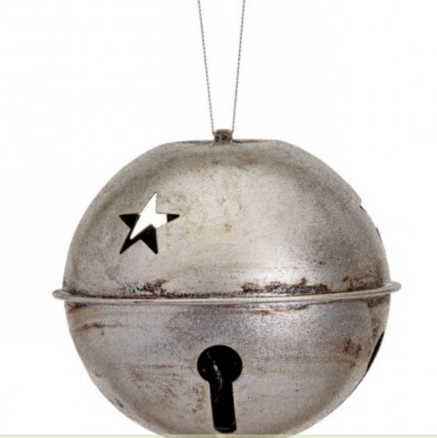 Antique Silver Bell Ornament 5.5"