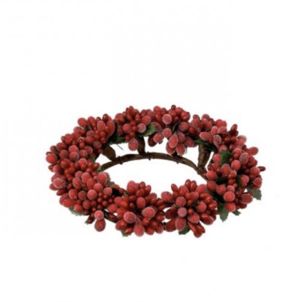 Mini Red Berry Candle Ring 6.5"