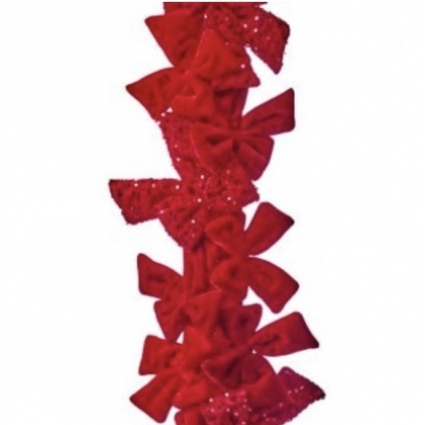Red Velvet Bow Garland 48"