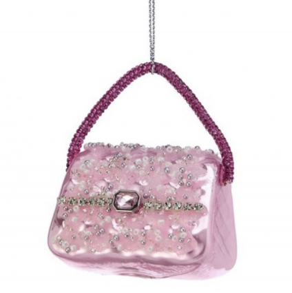 Pink Glass Handbag Ornament 3"