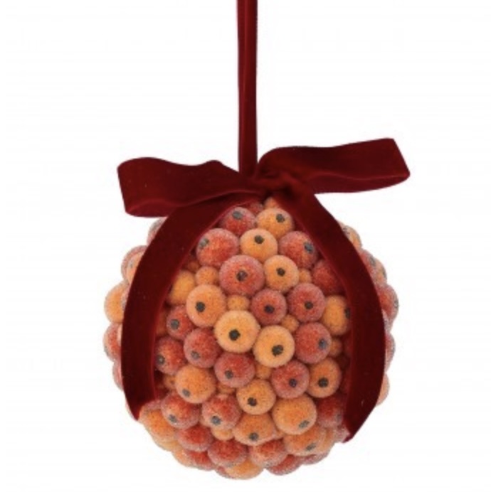 Citrus Beaded Berry Ball Ornament 4"