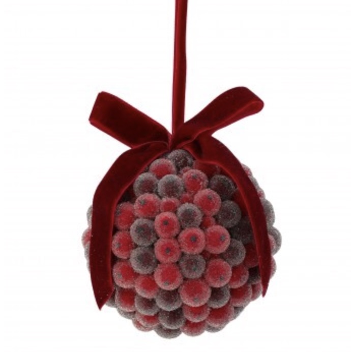 Burgundy Beaded Berry Ball Ornament 4"