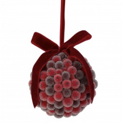 Burgundy Beaded Berry Ball Ornament 4"
