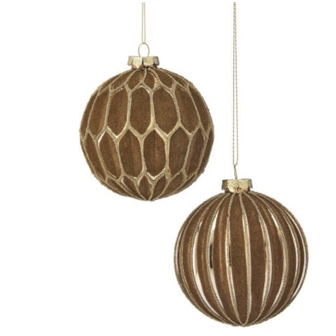 Glass Flocked Pattern Ball Ornament 4" (Sold Separately)