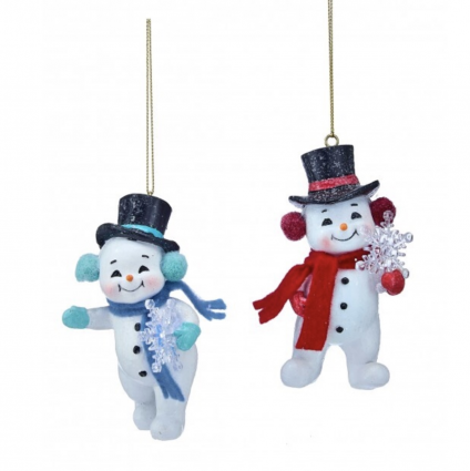 Resin Snowmen With Snowflake Ornament 4" (Sold Separately) 