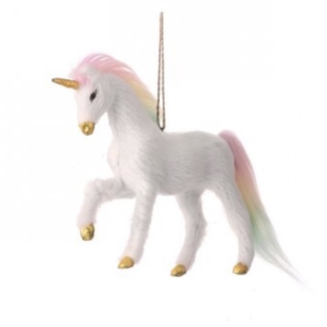 Fur Unicorn Ornament 6.25"