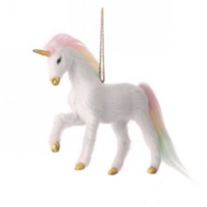 Fur Unicorn Ornament 6.25"