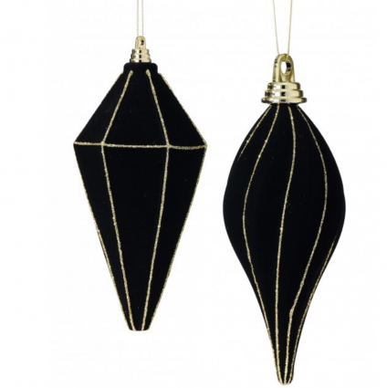 Black Flocked Glitter Finial Ornament 7.5-8" (Sold Seperately)