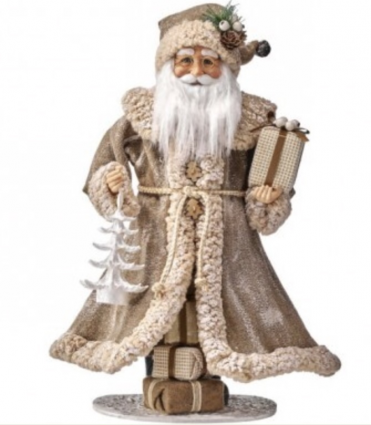 Winter Warmth Fabric Santa With Gift 19"