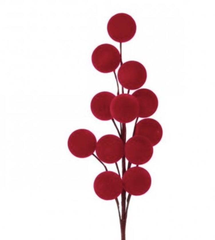Flocked Large Berry Spray 24"