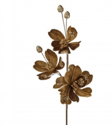 Brown Velvet Magnolia Spray 24"