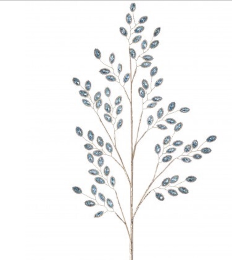 Jewel Leaf Spray Champagne Blue 30"