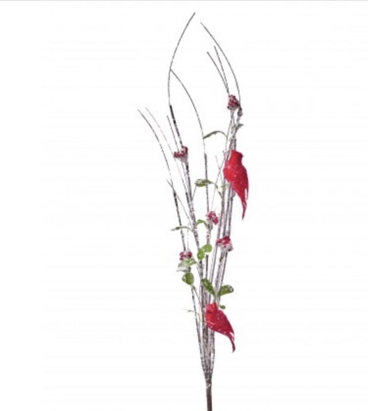 Cozy Snowy Cardinal Berry Spray 33"