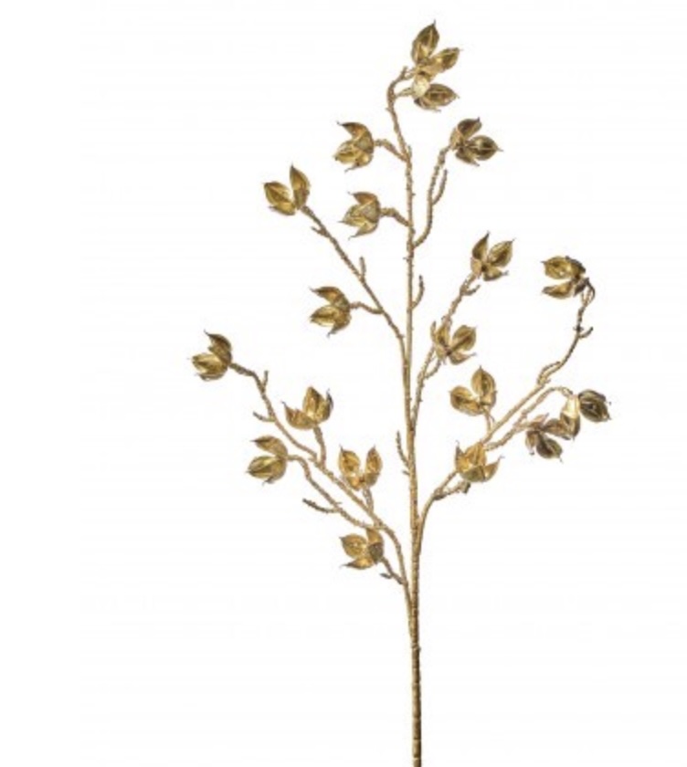 Gold Metallic Gilded Rose Hip Spray 36"
