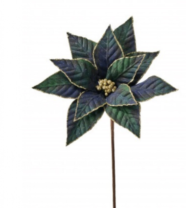 Green Blue Gentlemen�s Plaid Poinsettia Stem 21"