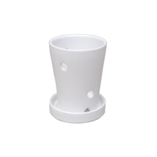 White Cylinder Orchid Pot 3"