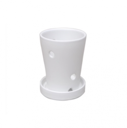 White Cylinder Orchid Pot 3"