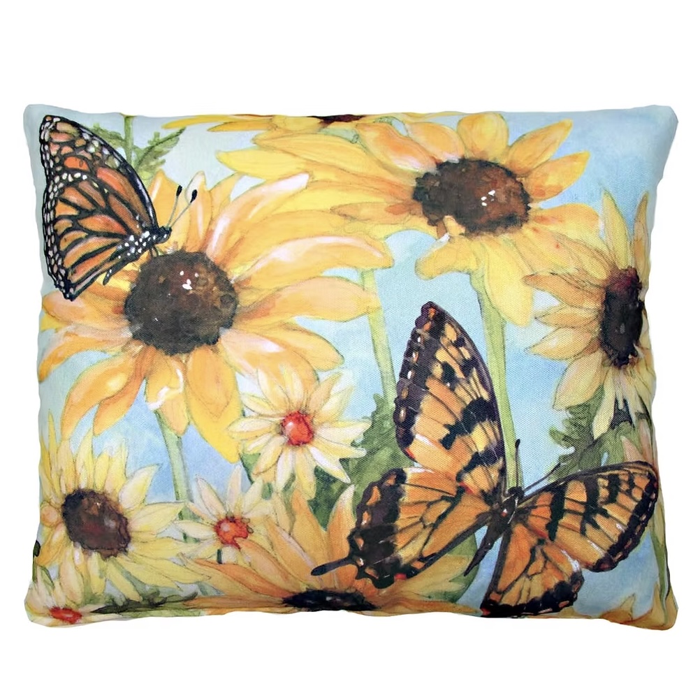 Sunflowers with Butterflies Pillow 19 x 24