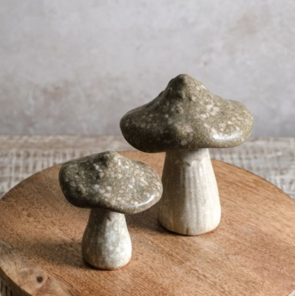 Green Stoneware Mushroom 3.5"