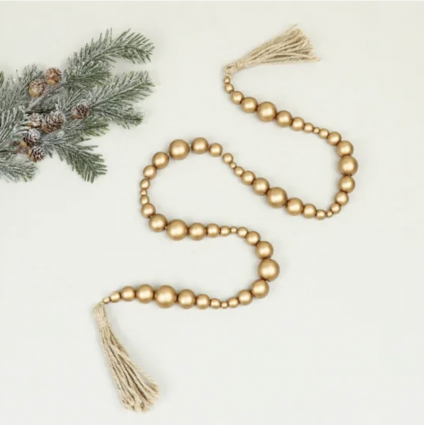 Gold Bead Garland with Tassels 48"