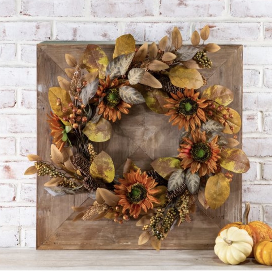 Orange Sunflower Wreath 24"