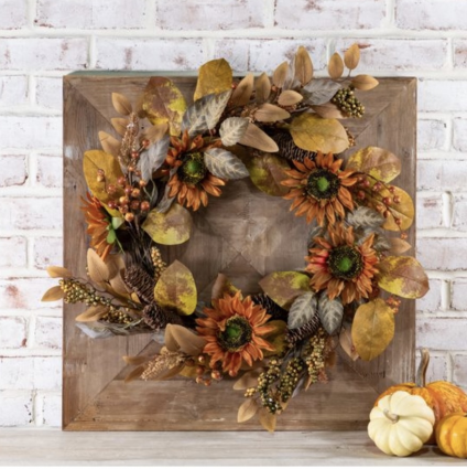 Orange Sunflower Wreath 24"