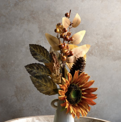 Orange Sunflower Autumn Pick 16"