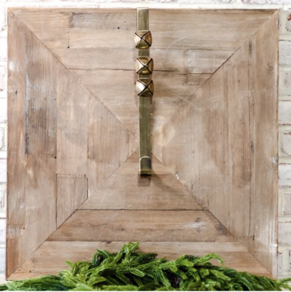 Antique Brass Wreath Hanger with Bells 15"