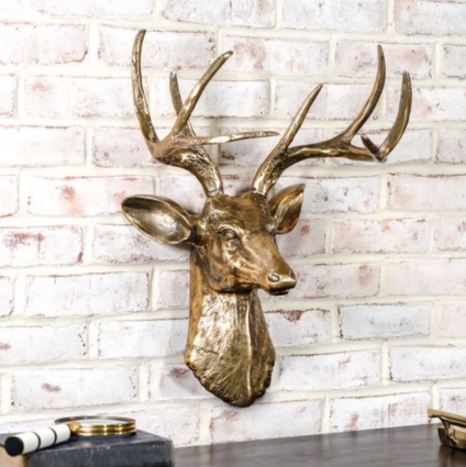 Antique Gold Deer Head Wall D&eacute;cor 21.6"
