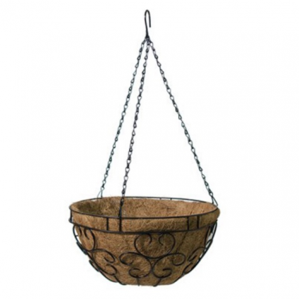 Black Scallop Hanging Basket 14"