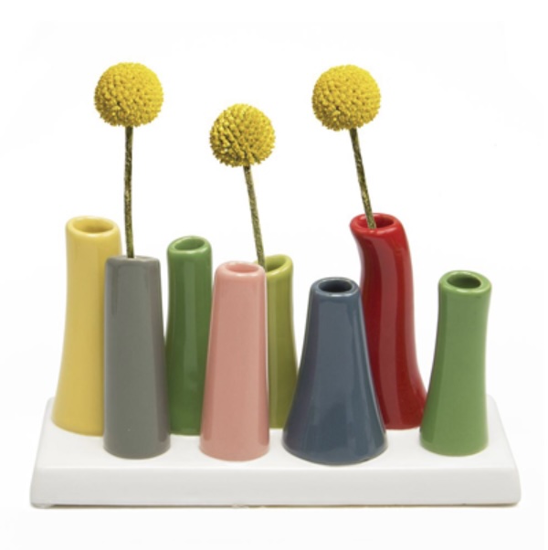 Pooley Eight-Tube Macaw Vase 7.25"