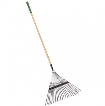 Green Thumb Lawn & Leaf Rake with Steel Tines, Wood Handle, 22-Inch Head