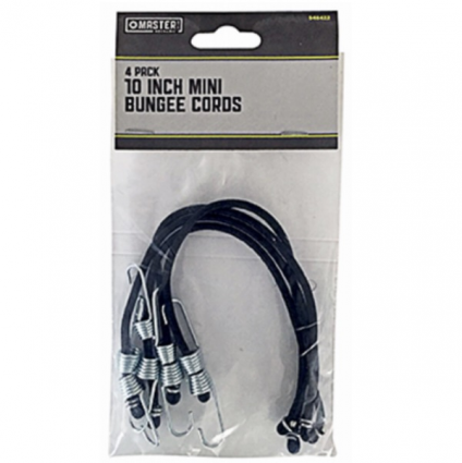 Master Mechanic Mini Bungee Cords 4-Pack 10"