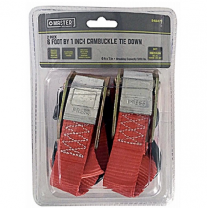 Master Mechanic Cycle and ATV Cam Buckle Tie-Down 2-Pack 1" x 6'